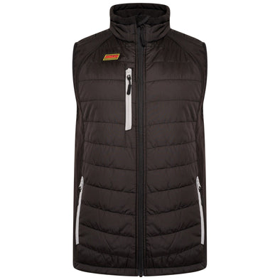 Workies Workwear body warmer gilet with pockets and recycled insulation material in grey and black, front