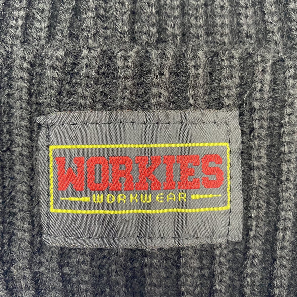 Workies Workwear Black knitted beanie branded logo badge