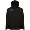 Workies Hooded Soft Shell work jacket, black with grey, front view