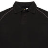 Workies Workwear moisture wicking 100% polyester polo shirt in black with grey, button up collar