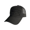 Black Trucker Cap with 3D embroidery and plastic size adjuster