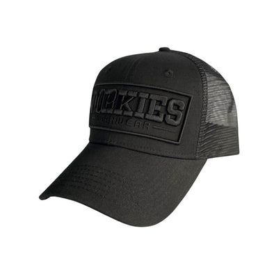 Black Trucker Cap with 3D embroidery and plastic size adjuster